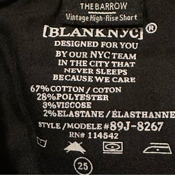 Blank NYC The Barrow Vintage High Rise Black Distressed 3” Inseam Shorts Size 25 - Picture 9 of 10